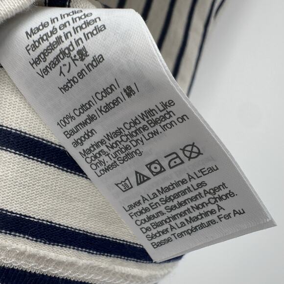 J. Crew Structured Muscle T-shirt Womens Size M Stripe Mariner Cotton Cream Navy - Picture 7 of 9